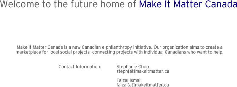Welcome to Make It Matter Canada